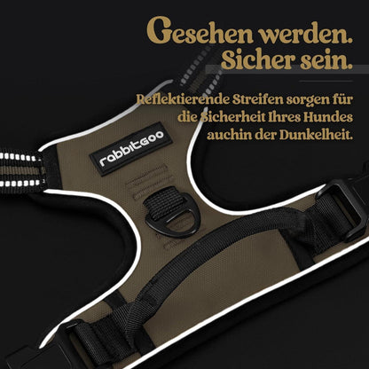 Hundegeschirr Anti-Zug mit Griff, verstellbar, Kaki M