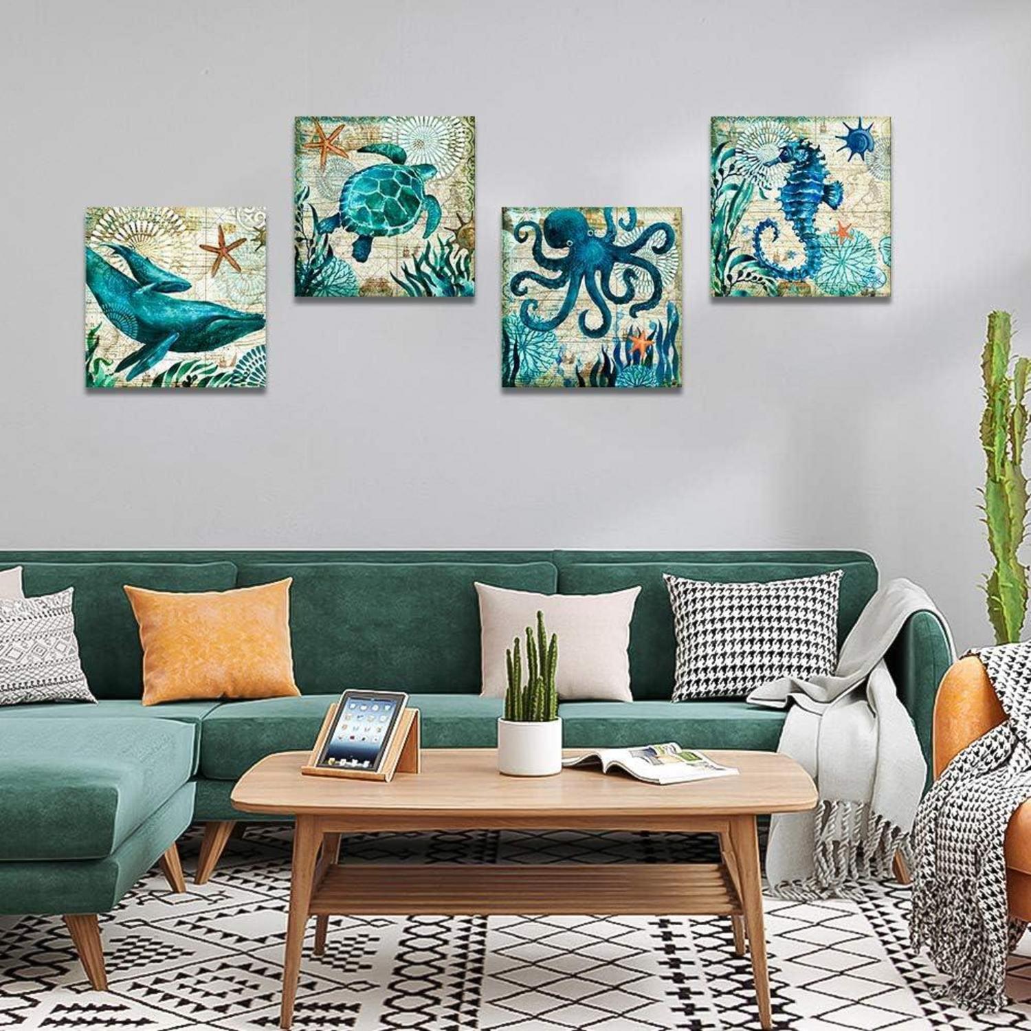 Leinwandbilder Blauer Ozean 4-teilig 30x30 cm Kunst Wandbild