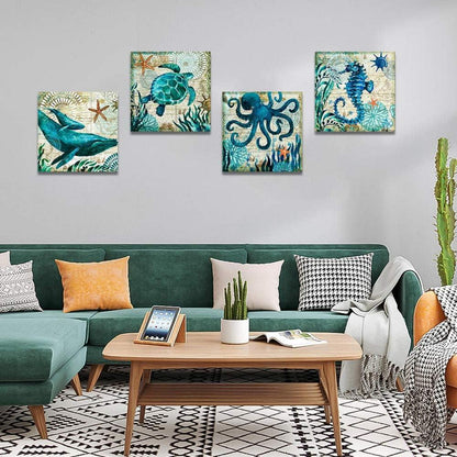 Leinwandbilder Blauer Ozean 4-teilig 30x30 cm Kunst Wandbild