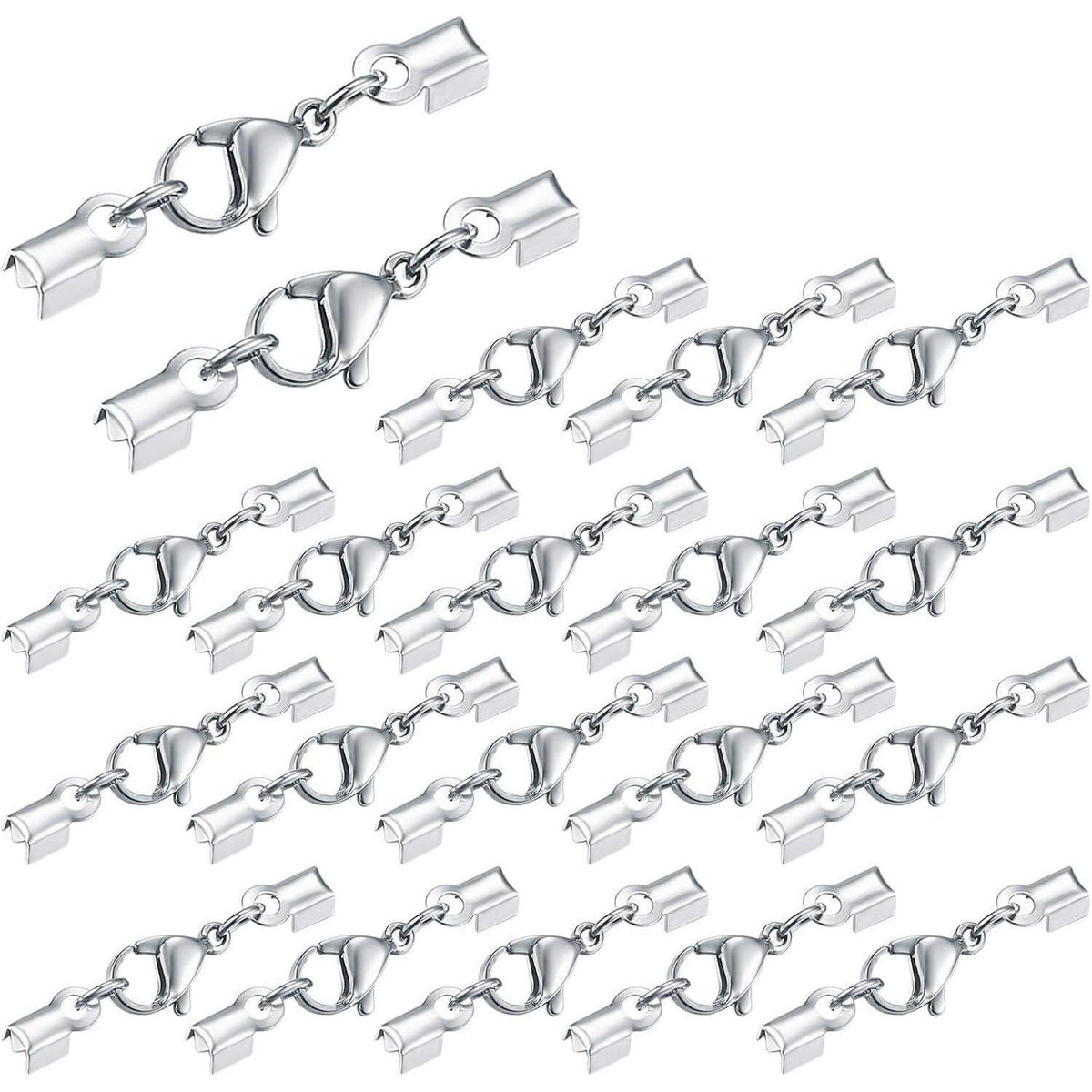 20x Edelstahl Karabinerverschlüsse für Schmuck & Lederbänder