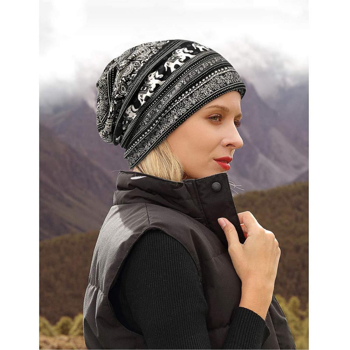 Damen Mütze Chemo Hut 2er Pack Baumwolle atmungsaktiv Slouchy Kopfbedeckung