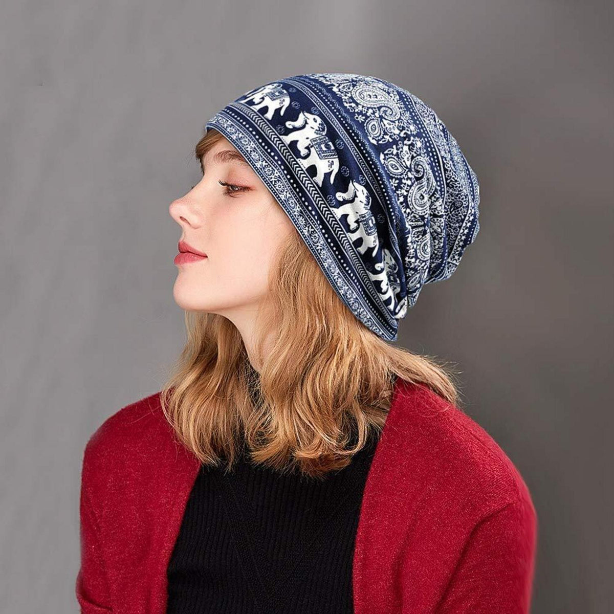 Damen Mütze Chemo Hut 2er Pack Baumwolle atmungsaktiv Slouchy Kopfbedeckung