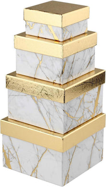 Rechteckige Geschenkboxen aus Karton 4er Set Marbling A