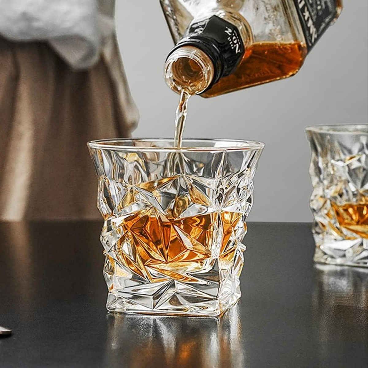 Bleifreie Kristall Whiskygläser 2er Set Ice Rock Design 280ml
