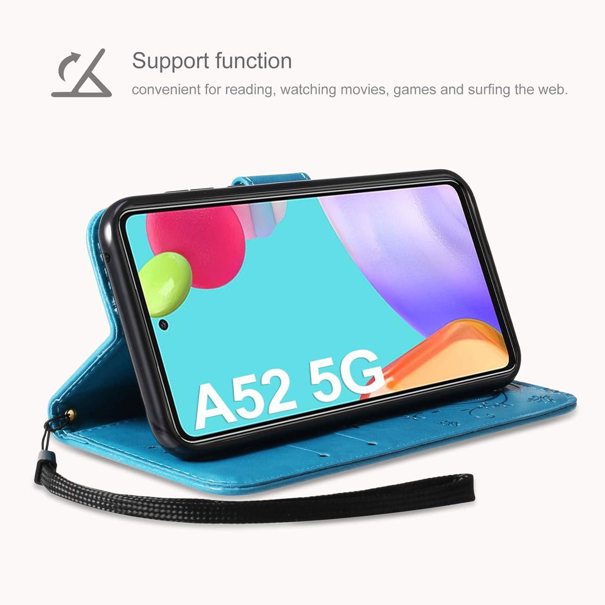 Lederhülle Samsung Galaxy A52 5G Wallet Schutzhülle Blau