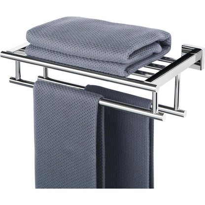 Handtuchhalter Edelstahl 40cm mit Ablage, poliert