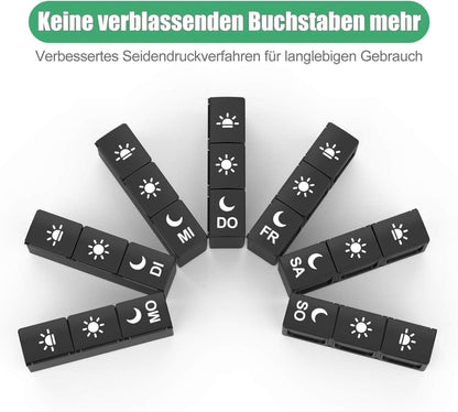 Tablettenbox 7 Tage 3 Fächer Pillendose Medikamentendosierer Schwarz