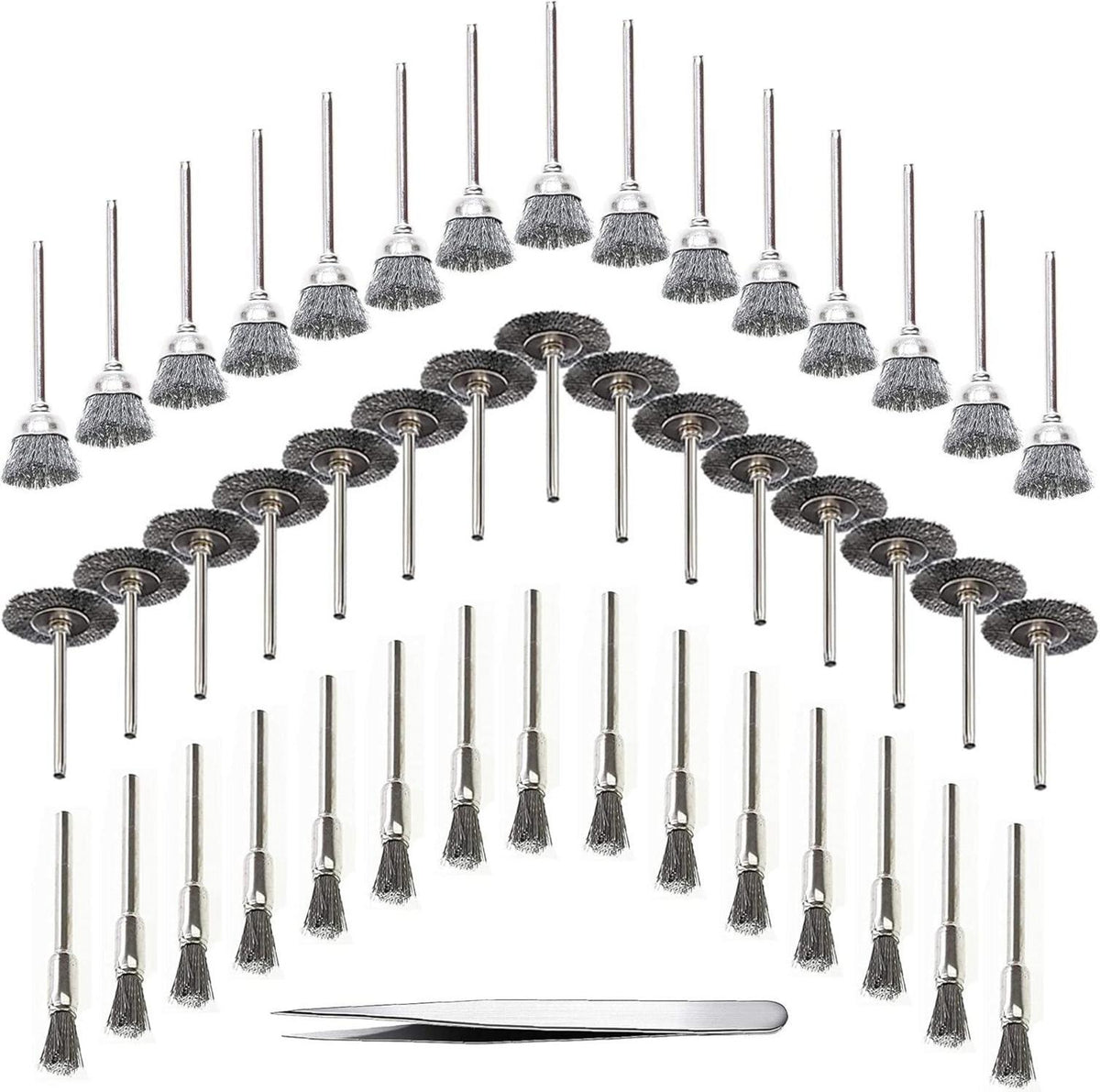 45-teiliges Drahtbürsten Set für Bohrmaschine, Edelstahl Polier- und