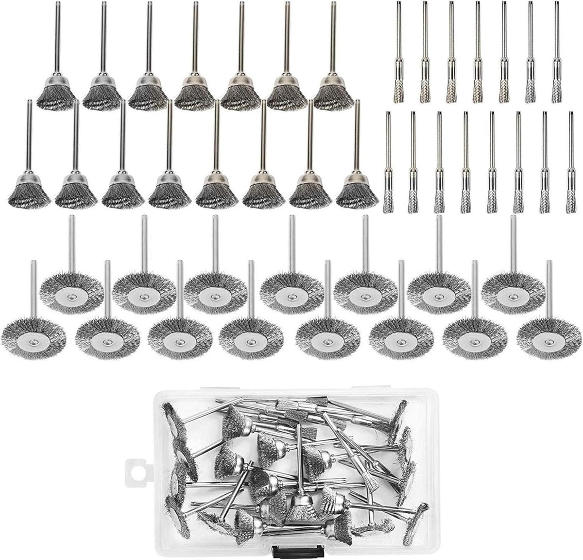45-tlg. Drahtbürsten Set für Bohrmaschine, Edelstahl Pinselbürste, Polieren, Schleifen, Reinigen