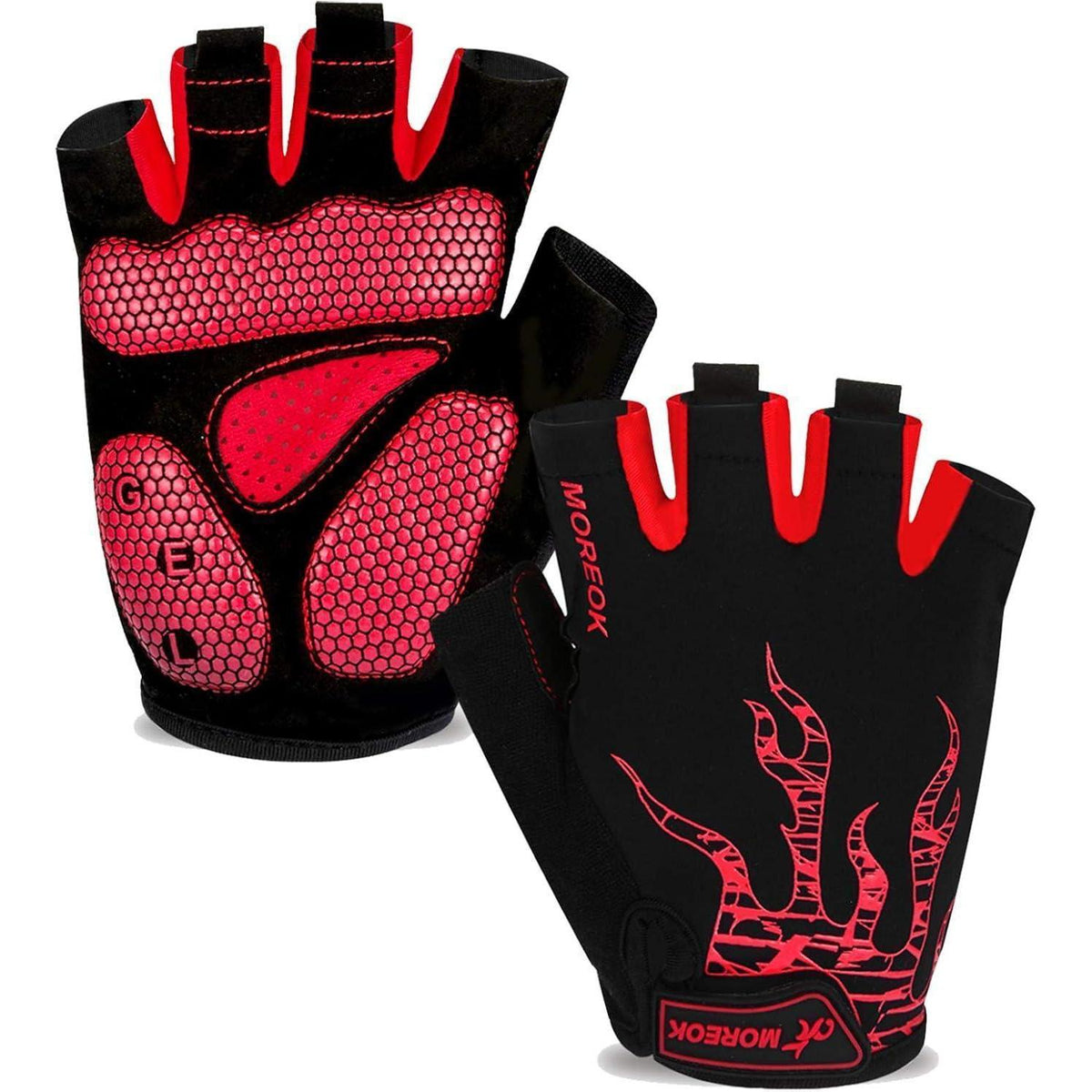 Fahrradhandschuhe Halbfinger Rot M atmungsaktiv Gel-Polster