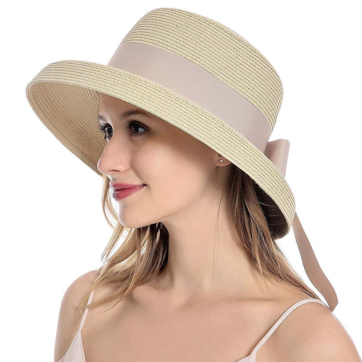Damen Sonnenhut Strohhut Sommer UV-Schutz Faltbar Vintage