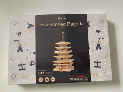 3D Puzzle Holz Modellbau Fünfstöckige Pagode Turm DIY Erwachsene Teenager