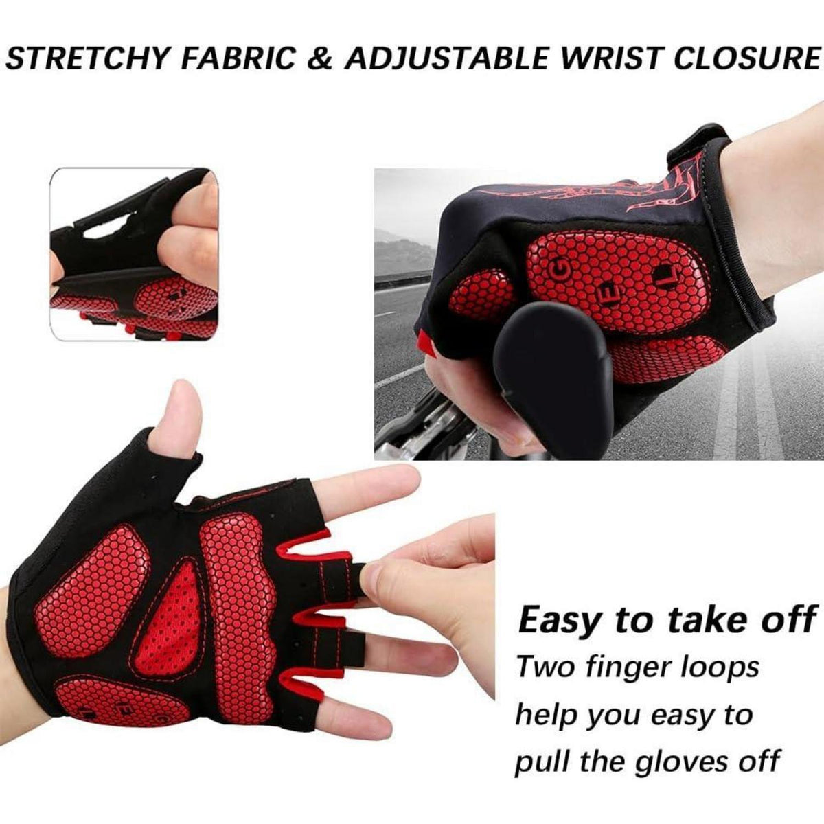 Fahrradhandschuhe Halbfinger Rot L atmungsaktiv SBR Gel