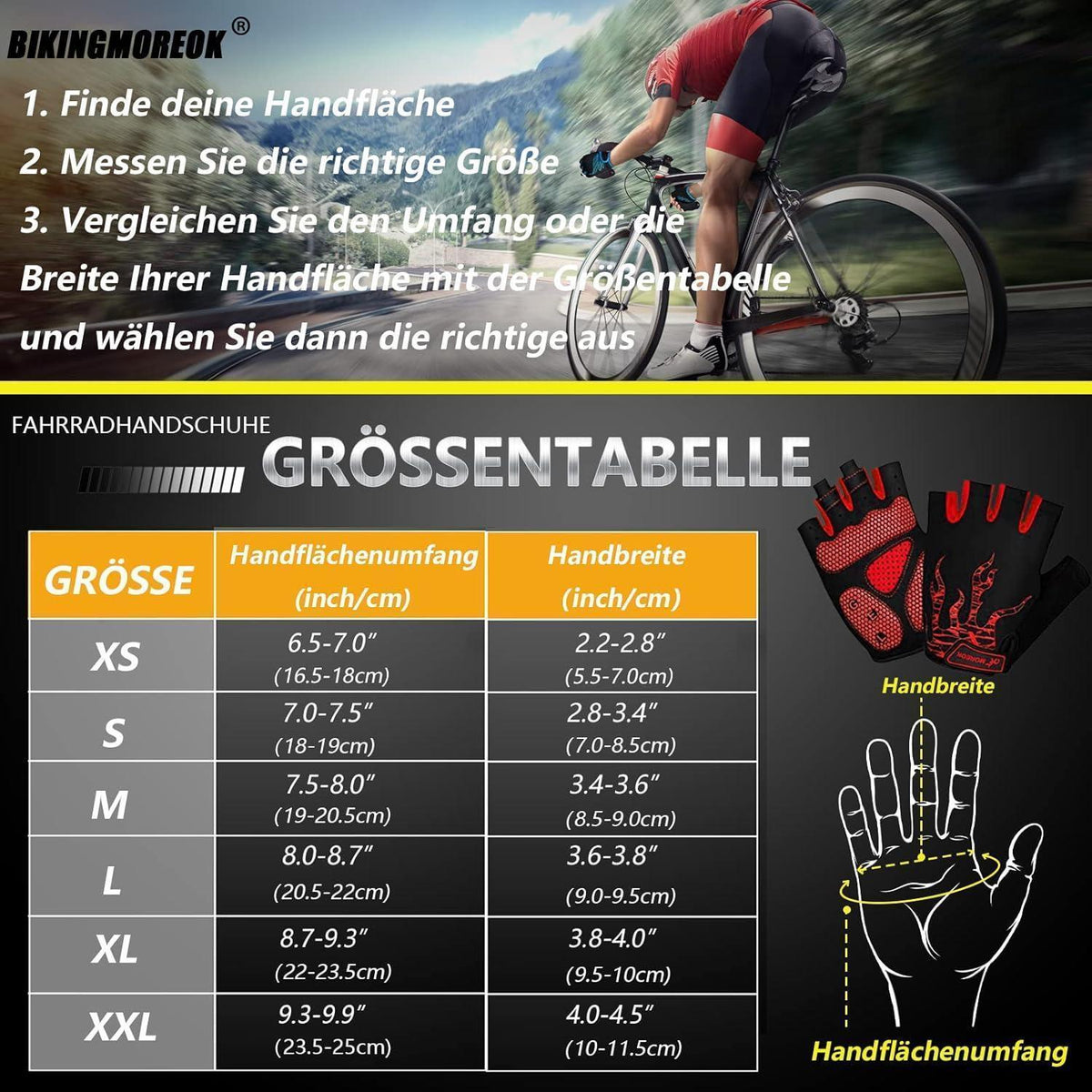 Fahrradhandschuhe Halbfinger Rot L atmungsaktiv SBR Gel