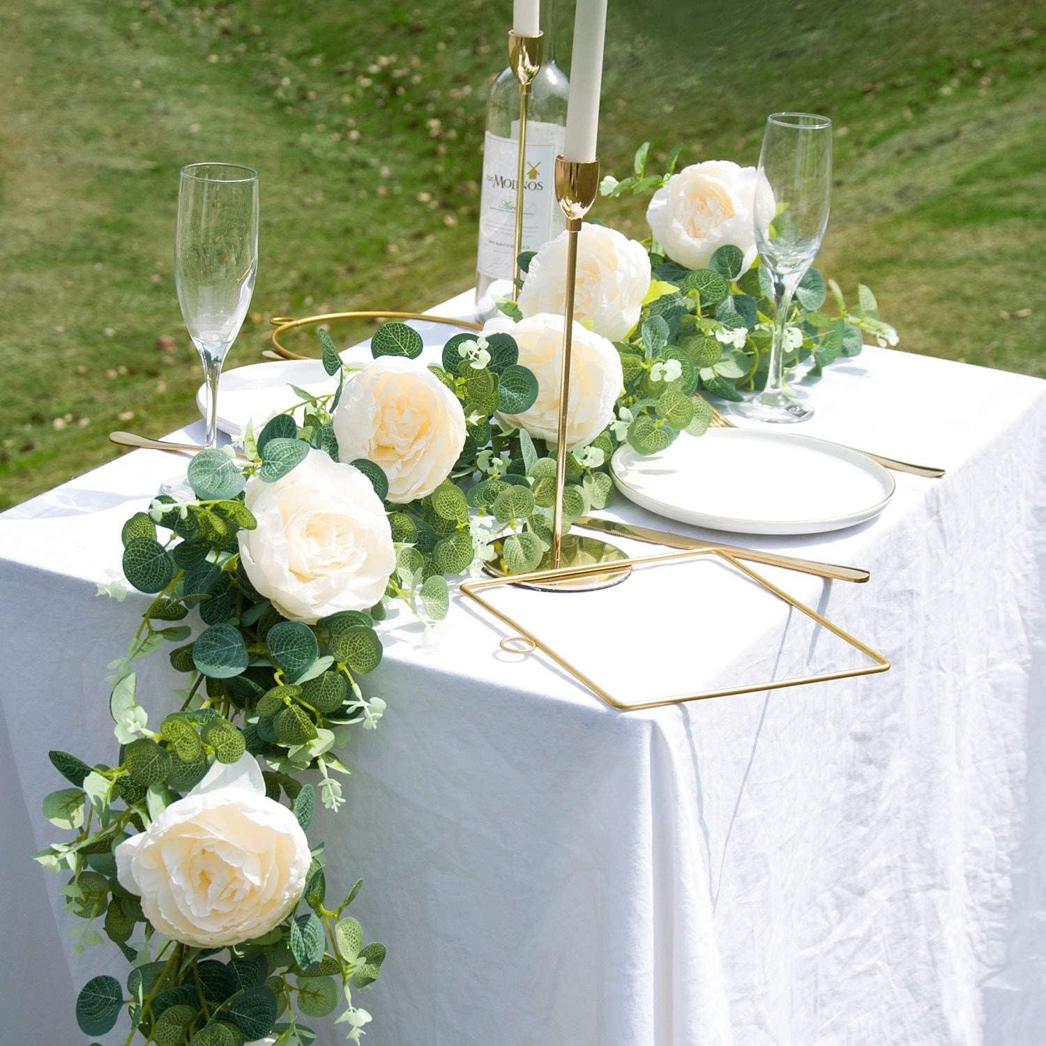 SHACOS Blumengirlande 185cm Champagner Kunstblumen