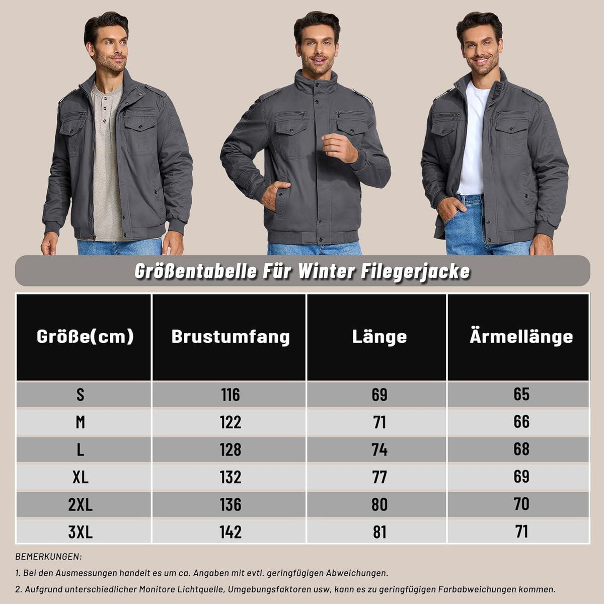 Herren Winterjacke Sherpa gefüttert, warm & winddicht