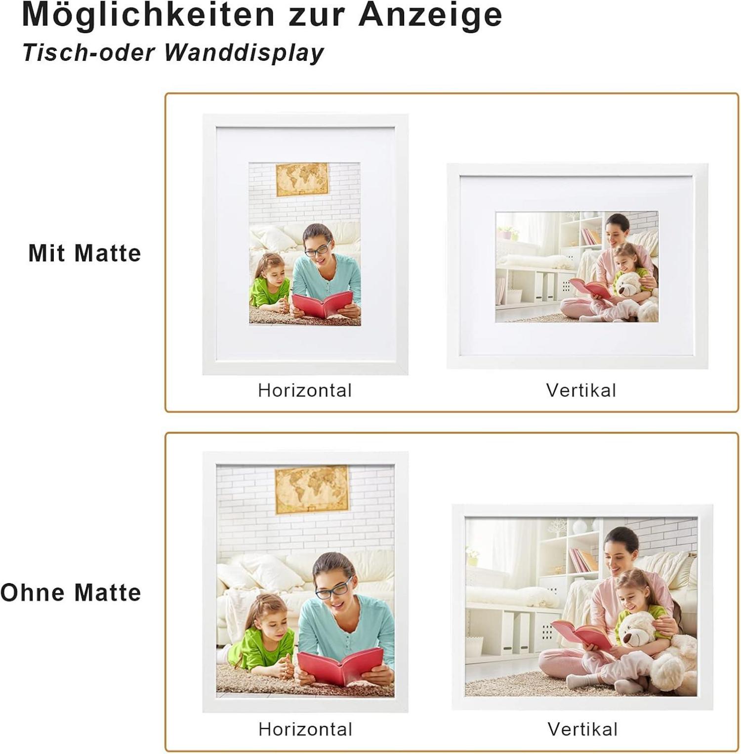Bilderrahmen A4 Holzrahmen Acrylglas MDF 4er-Set weiß Portrait DIN A4