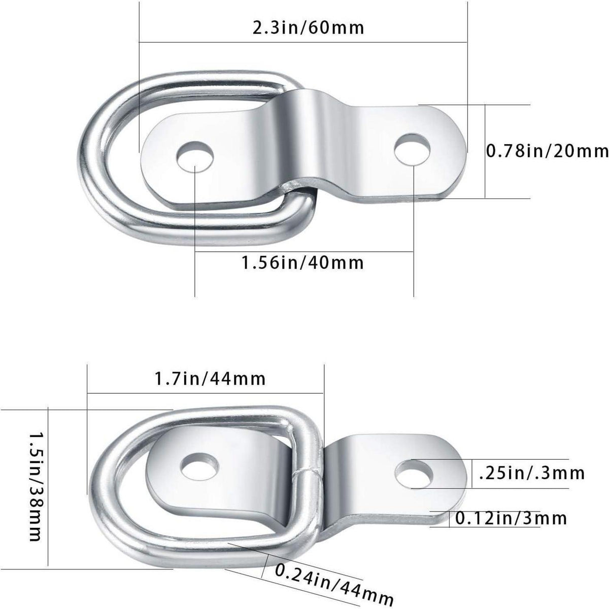 D-Ringe Zurrösen Edelstahl 6er Set für Ladungssicherung