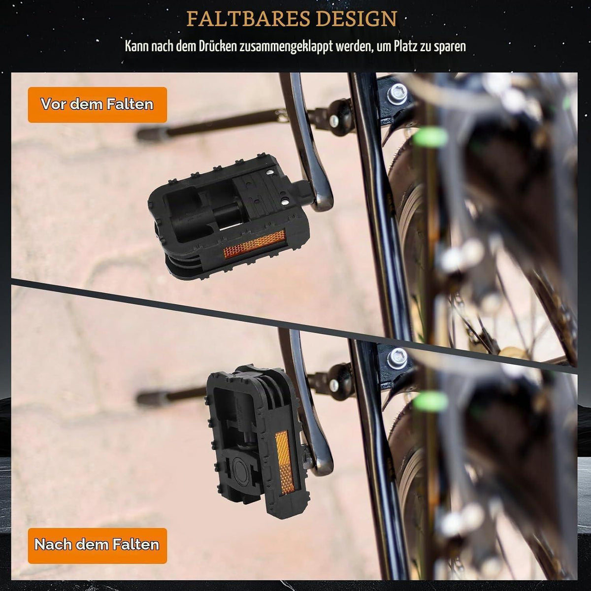 Faltbare Fahrradpedale mit Reflektoren – Rutschfest & Anti-Rost