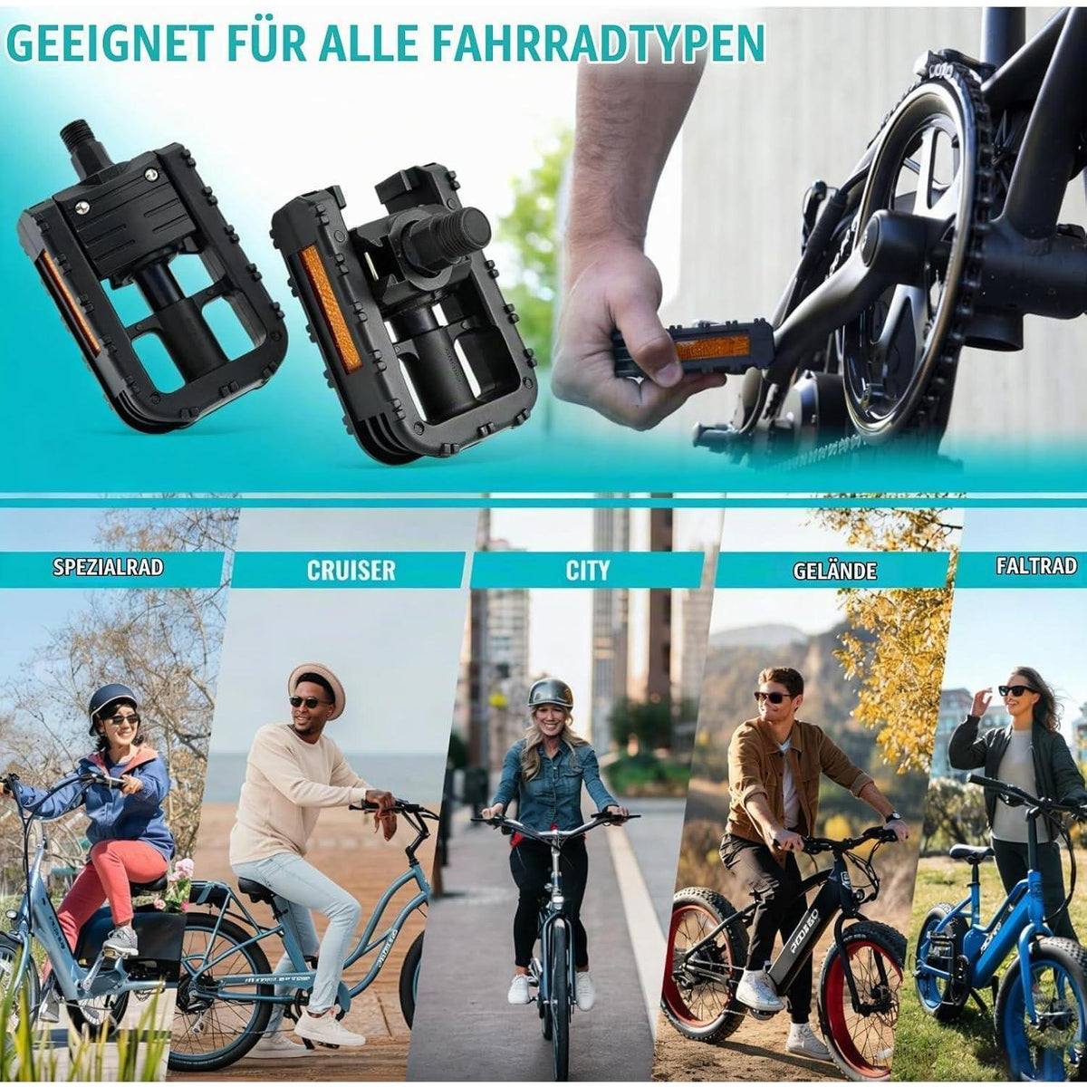 Faltbare Fahrradpedale mit Reflektoren – Rutschfest & Anti-Rost