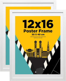 Bilderrahmen 30x40 cm Weiß 2er-Set Holz-Verbund-Fotorahmen echtem Glas