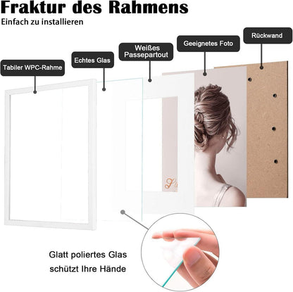Bilderrahmen 30x40 cm Weiß 2er-Set mit echtem Glas und Matte