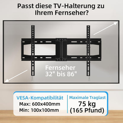 Neigbare TV Wandhalterung für 32-75 Zoll Flach Curved