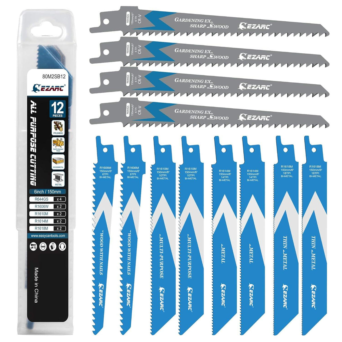 12tlg EZARC BIM Säbelsägeblatt Set für Metall Holz Nägel
