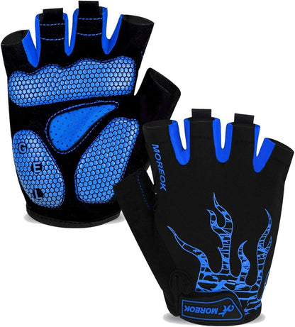 Fahrradhandschuhe Halbfinger Stoßdämpfende rutschfeste MTB Blau
