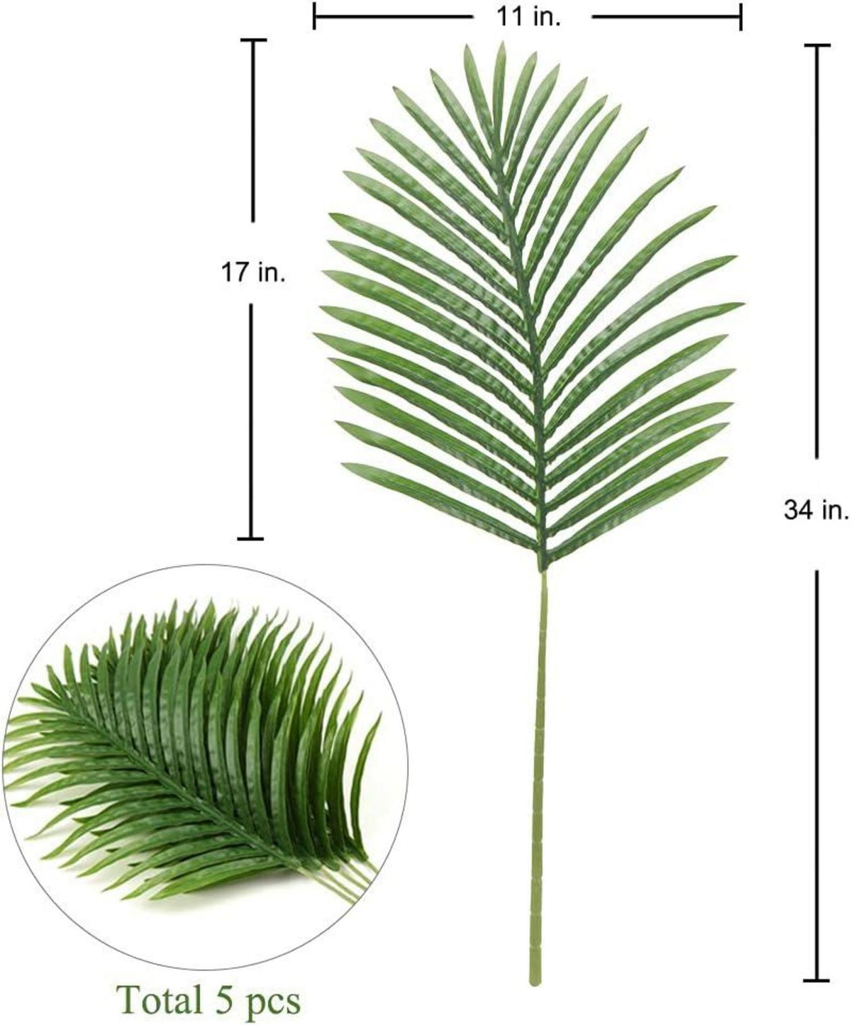 Künstliche Palmwedel Kunstpflanze Palme Set 5 Stück 45 cm
