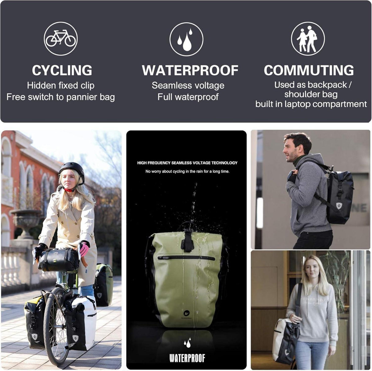 Fahrradtasche 3 in 1 Gepäckträger 27-30L Wasserdicht