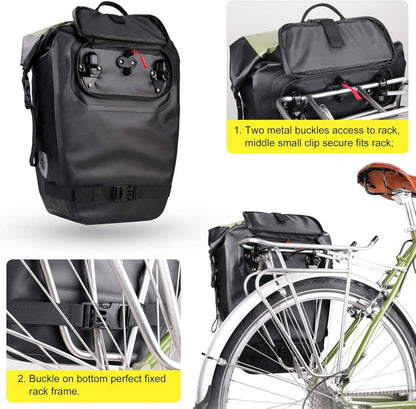 3-in-1 Fahrradtasche für Gepäckträger 27-30L Wasserdicht Hinten Vorne