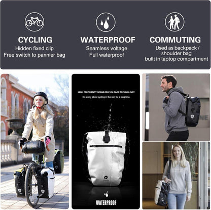 Fahrradtasche 3-in-1 Gepäckträger 27-30L Wasserdicht Schwarz