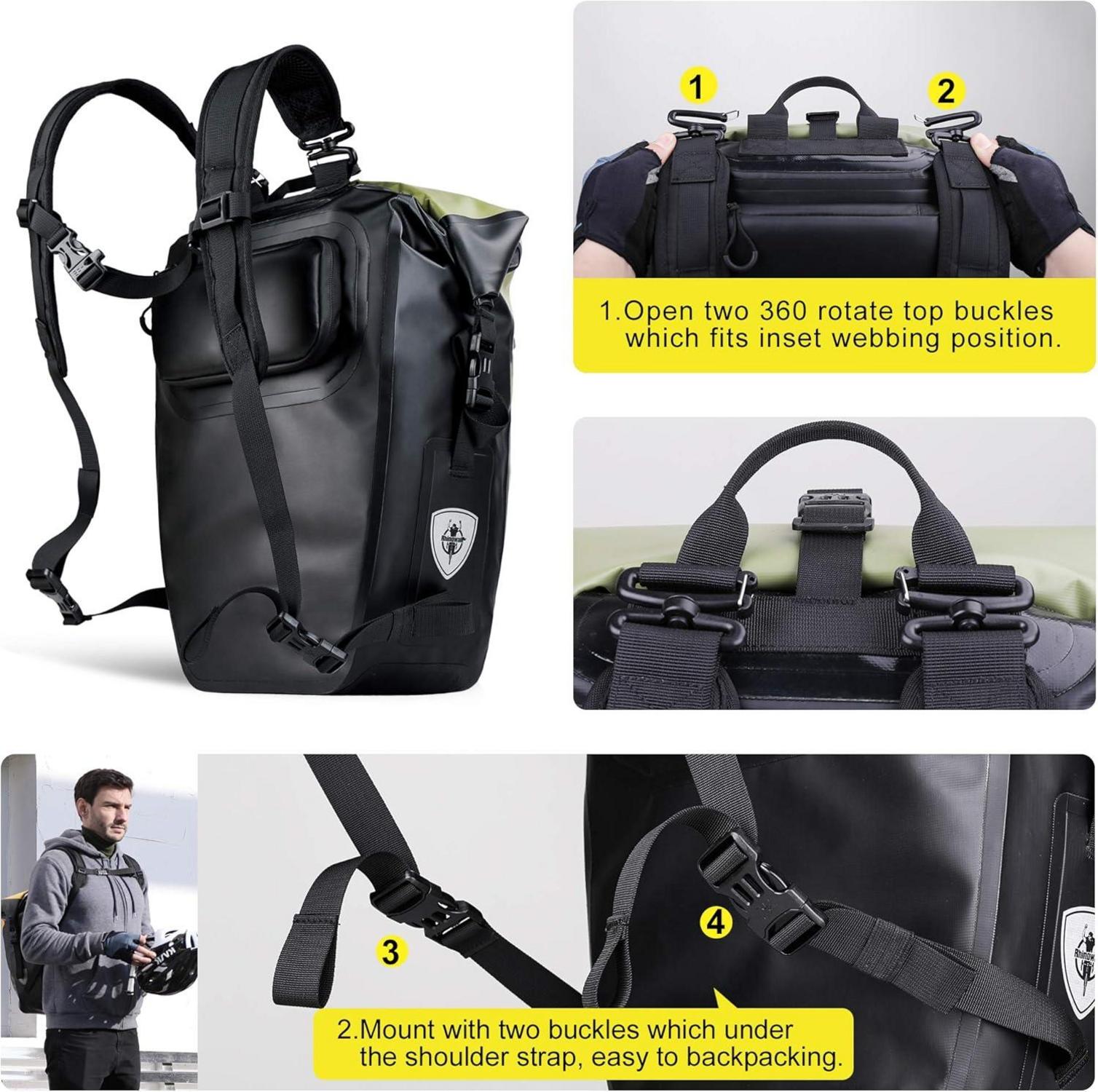Fahrradtasche Gepäckträger 3-in-1 27-30L Wasserdicht Schwarz