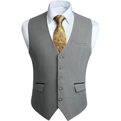 Herren Anzugweste Elegant mit Taschen Grau XL