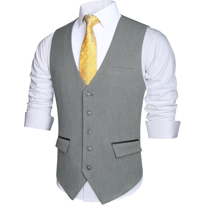 Herren Anzugweste Elegant mit Taschen Grau XL
