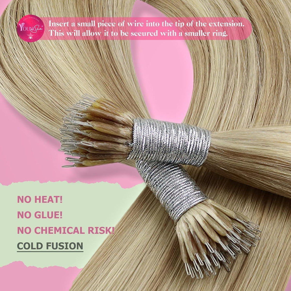 Echthaar Nanoring Extensions Blond 55cm – Haarverlängerung