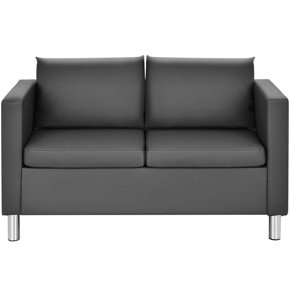 2-Sitzer Sofa mit Kissen – Modernes Wohnzimmer Sofa in Lederoptik