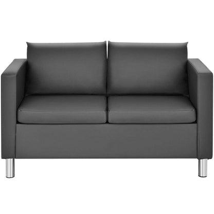2-Sitzer Sofa mit Kissen – Modernes Wohnzimmer Sofa in Lederoptik