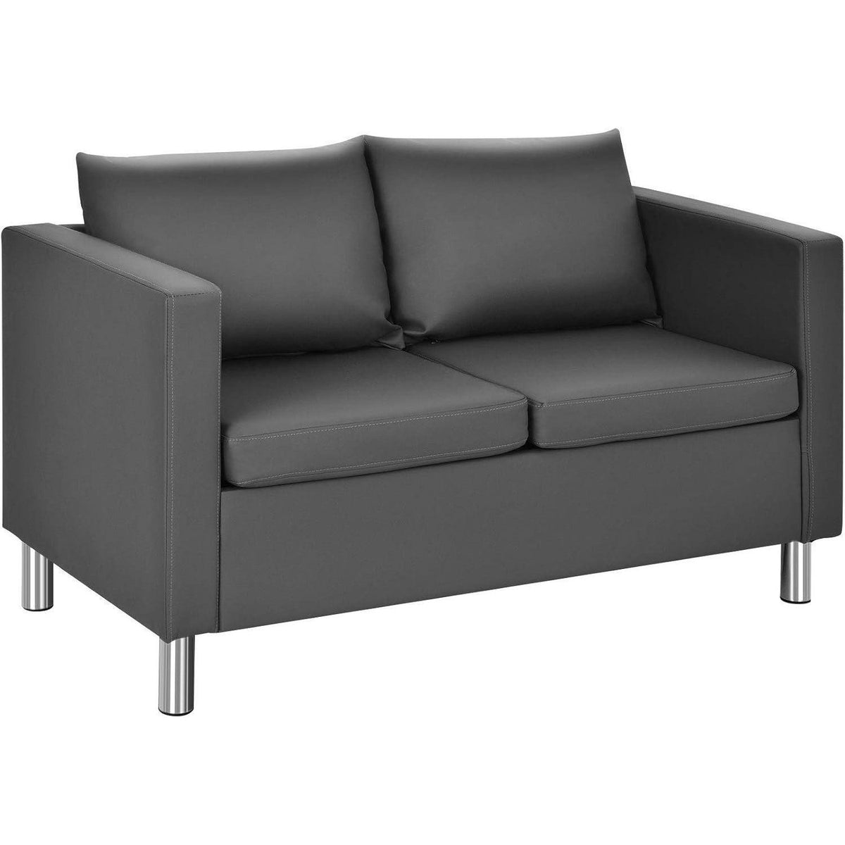 2-Sitzer Sofa mit Kissen – Modernes Wohnzimmer Sofa in Lederoptik