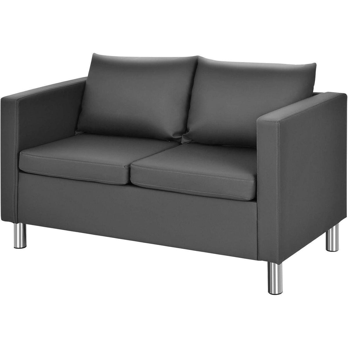 2-Sitzer Sofa mit Kissen – Modernes Wohnzimmer Sofa in Lederoptik
