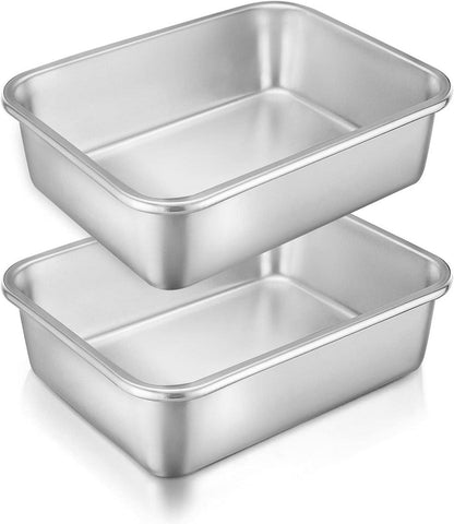 Edelstahl Auflaufform Set für Lasagne Brownie Kuchen 27x21x8 cm