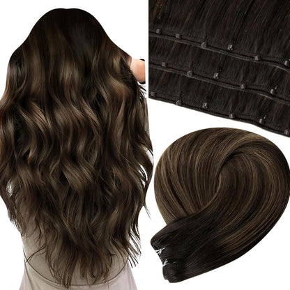 Braun Ombre Micro Tressen Echthaar Extensions 40cm