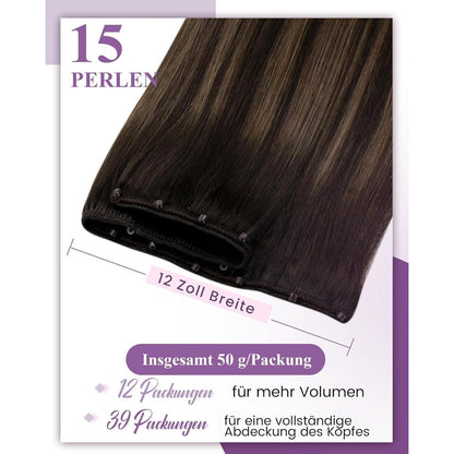 Braun Ombre Micro Tressen Echthaar Extensions 40cm
