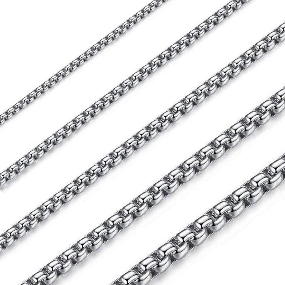 Elegante Edelstahl Boxkette 45-80cm Länge 1.5-5mm Breite