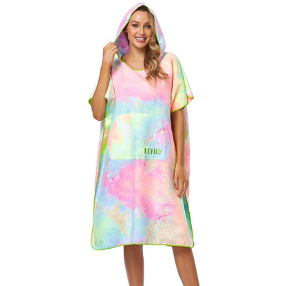 Surf Poncho: Mobile Umkleide & Kuscheliger Bademantel Tiedye