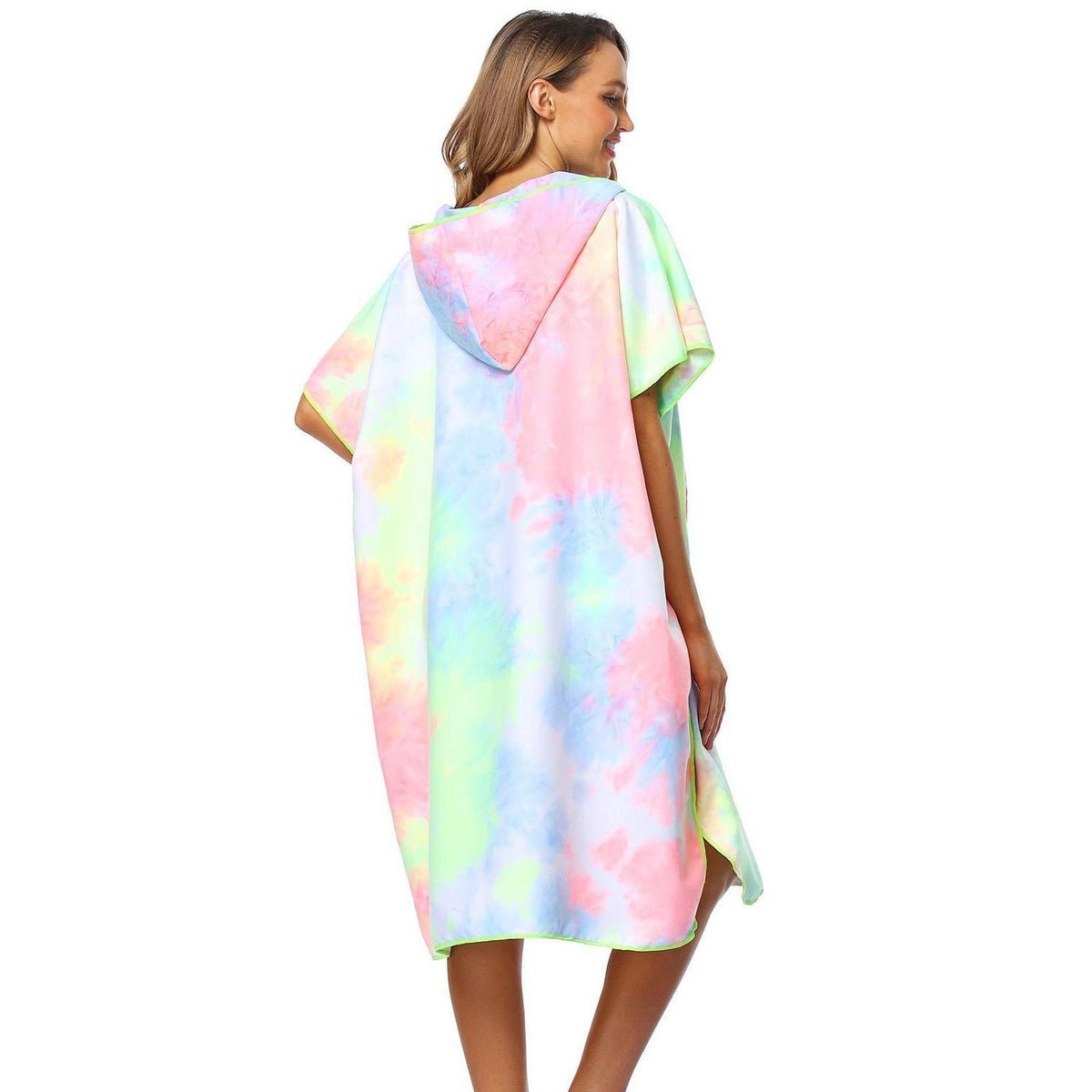 Surf Poncho: Mobile Umkleide & Kuscheliger Bademantel Tiedye