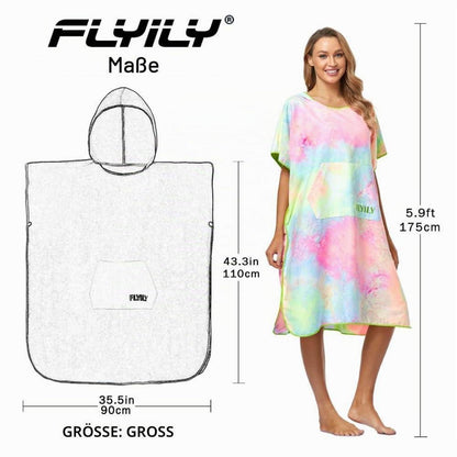 Surf Poncho: Mobile Umkleide & Kuscheliger Bademantel Tiedye