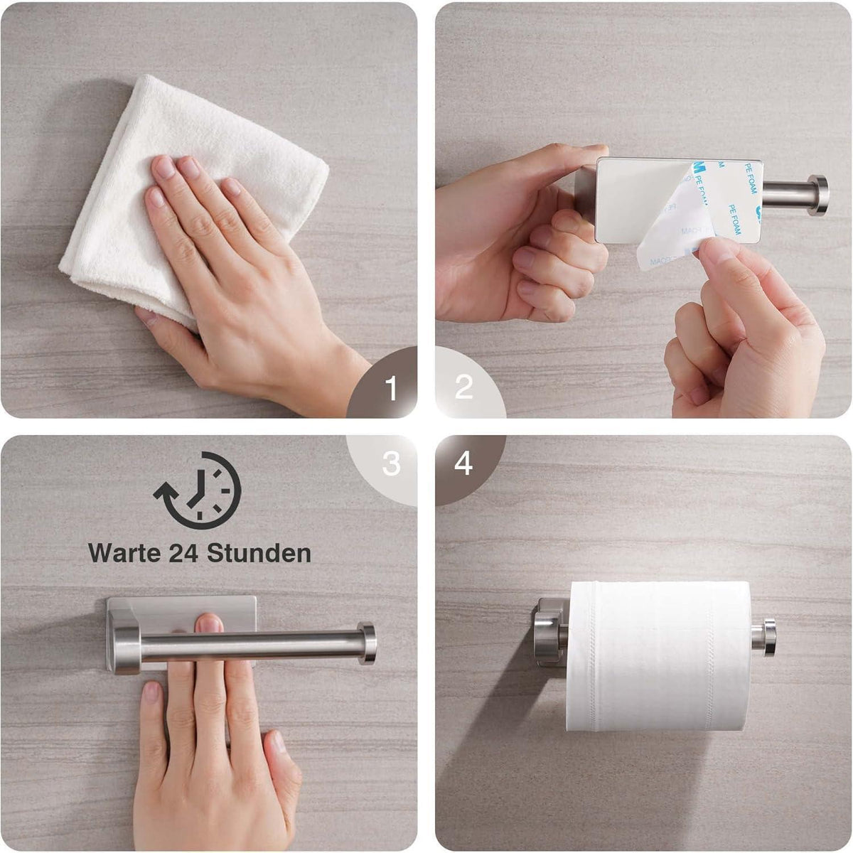 Toilettenpapierhalter Edelstahl selbstklebend ohne Bohren Silber