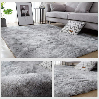 Großer Hochflor Teppich Grau Weiß 160x230 cm Wohnzimmer Schlafzimmer